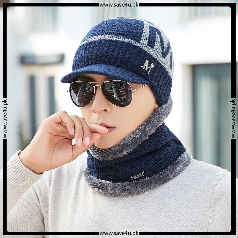 Winter Beanie Hat and Scarf Set Thick Wool Stuff