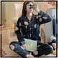 V-Neck 2-Pieces Flower Printed Satin Silk Pajama Set