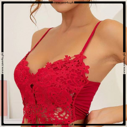 Lace Trim Fancy See Through Lingerie Set