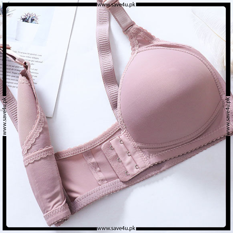 Nylon Front Open Non Wired Thin Padded Bra