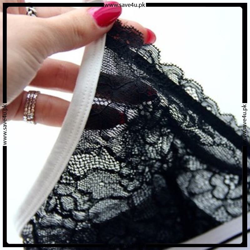 Lounge Strips Net Transparent Lace Bra Set