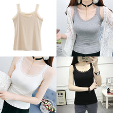 Load image into Gallery viewer, Lace Trim Cotton Soft Stretchy Tank Tops
