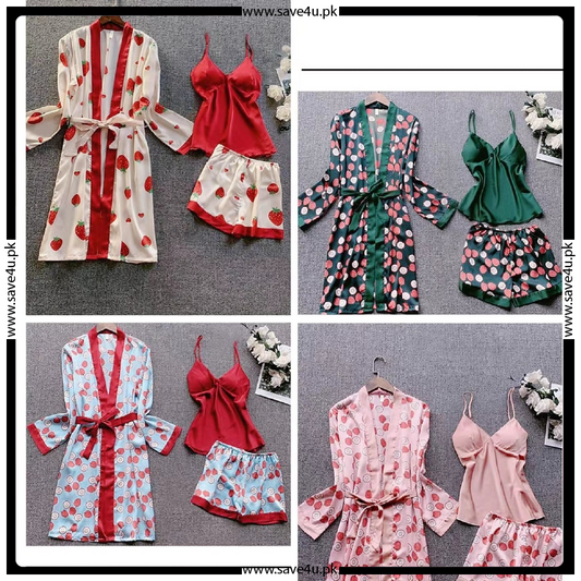 Polka Printed 3-Pcs Short Pajama Set