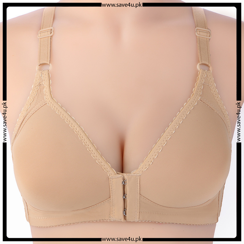 Nylon Front Open Non Wired Thin Padded Bra