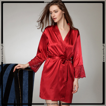 Load image into Gallery viewer, Lace Trim Satin Silk Kimono Lingerie
