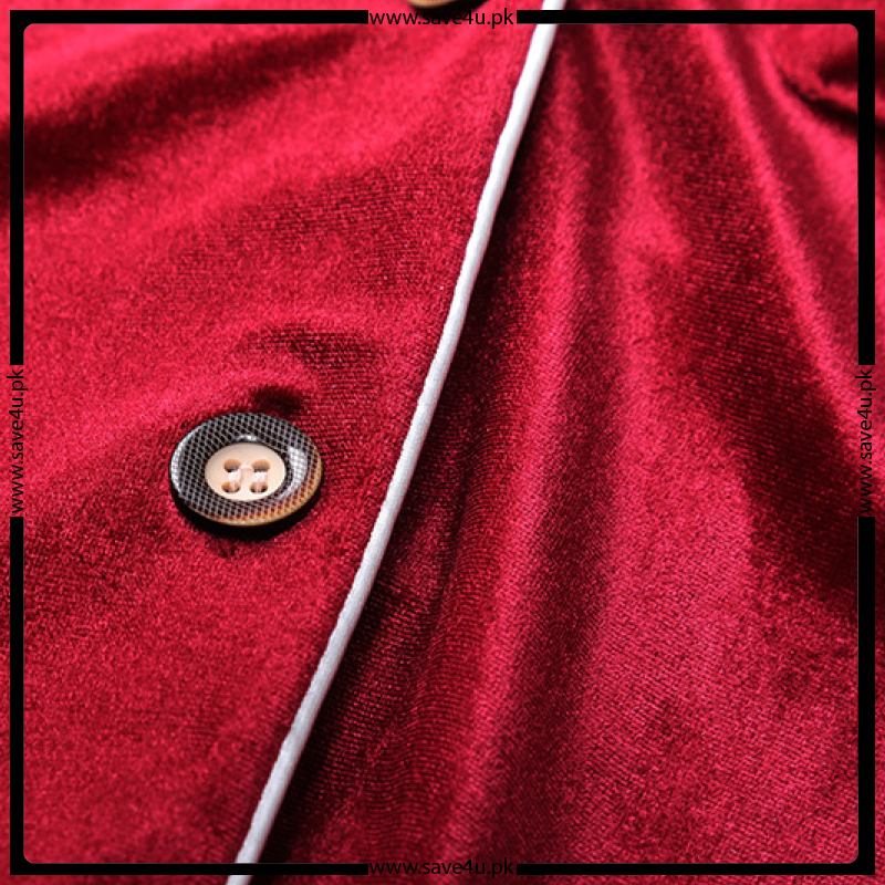 Women's V Neck Velvet 2-Pcs Pajama Set