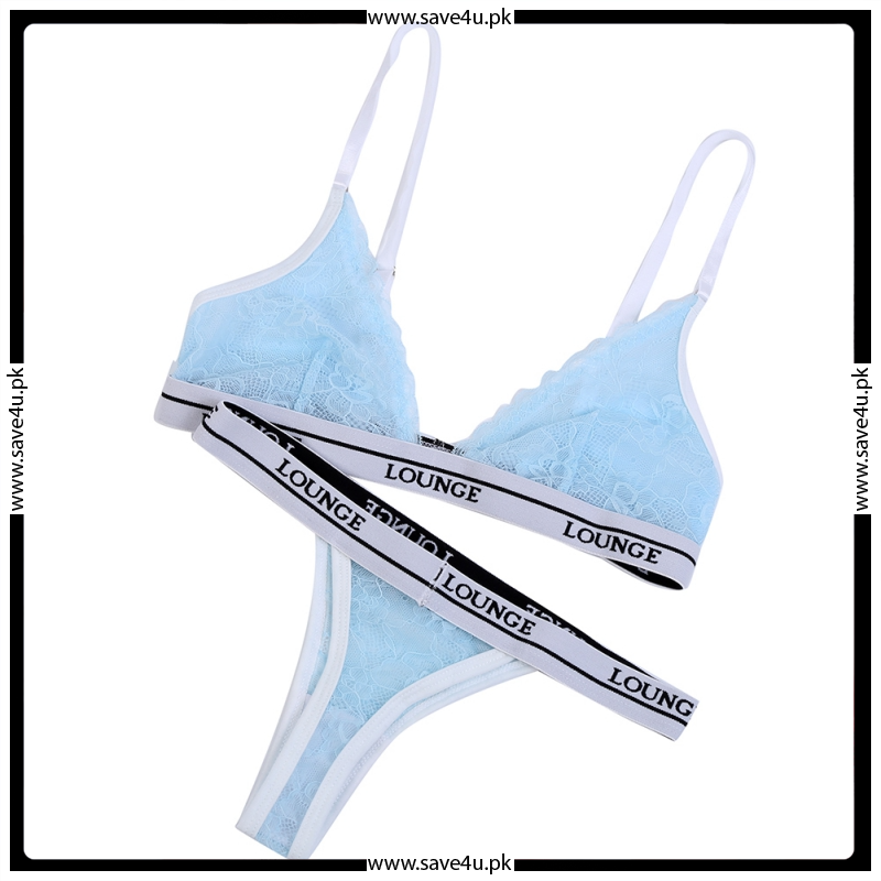 Lounge Strips Net Transparent Lace Bra Set
