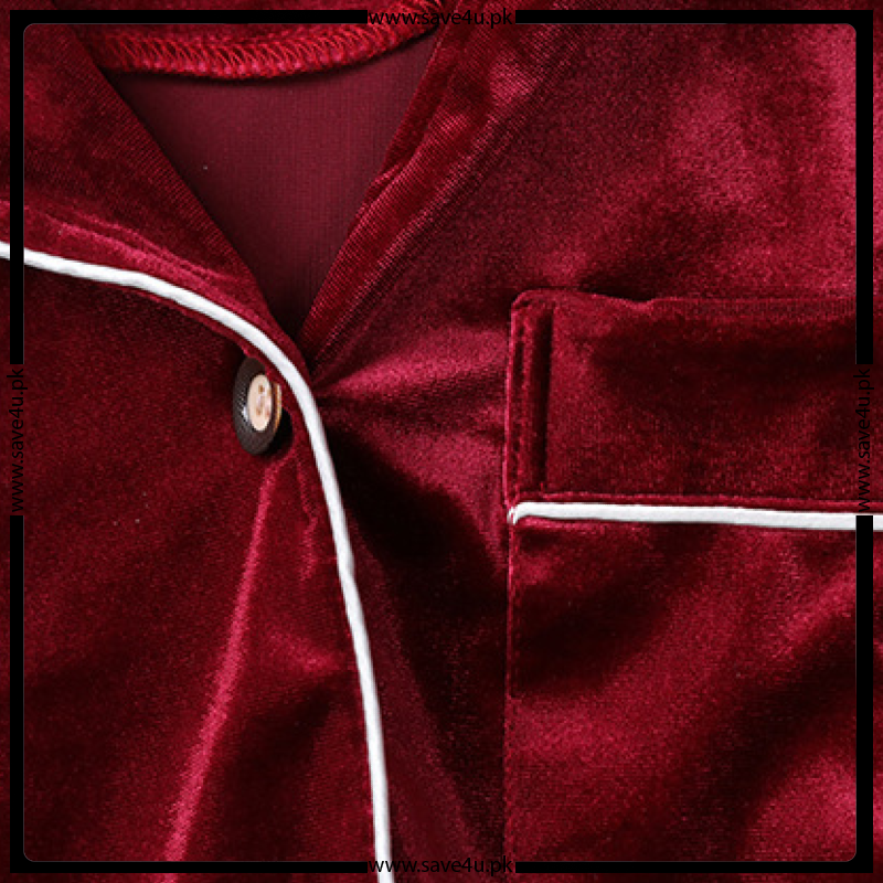 Women's V Neck Velvet 2-Pcs Pajama Set
