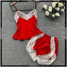 Load image into Gallery viewer, Satin Silk Lace Trim Lingerie With Boxer Panty
