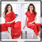 4 Pieces Silk Satin Lace Robe Lingerie & Pajamas Set