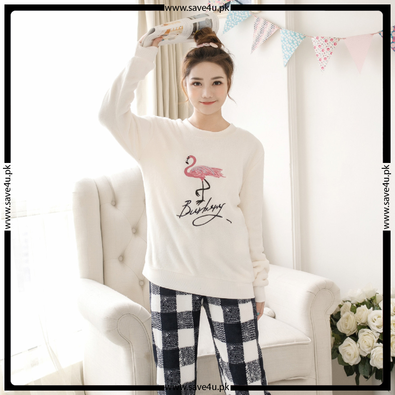 Winter Wear Fleece Ladies Nightdress Suit For Girls