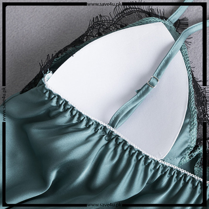 V-Neck Lace Trim Lingerie For Women's