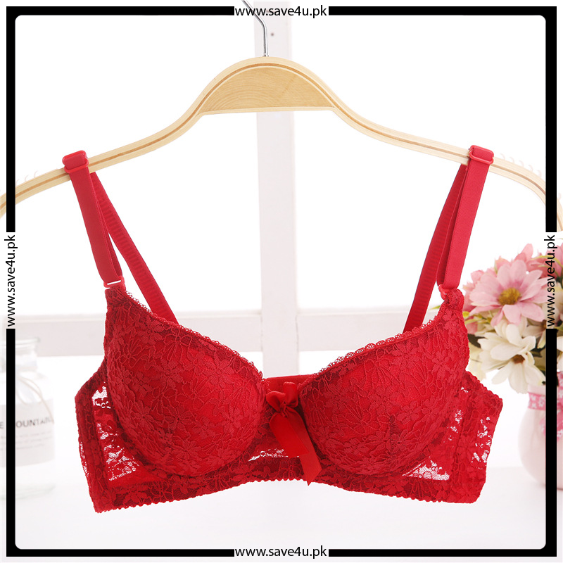 Pretty Floral Lace Push Up Wired Bra For Women