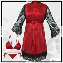 Load image into Gallery viewer, Bridal Maxi Lace Sleeves Satin Kimono Robe
