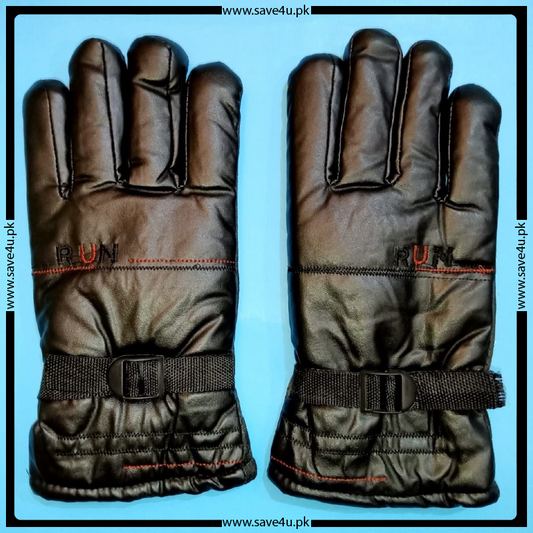 Faux Leather Men's Winter Fur Gloves