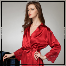Load image into Gallery viewer, Lace Trim Satin Silk Kimono Lingerie
