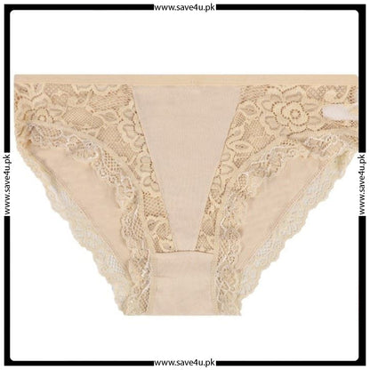 Pack of 2 Lace Trim Floral Lace Panties For Women