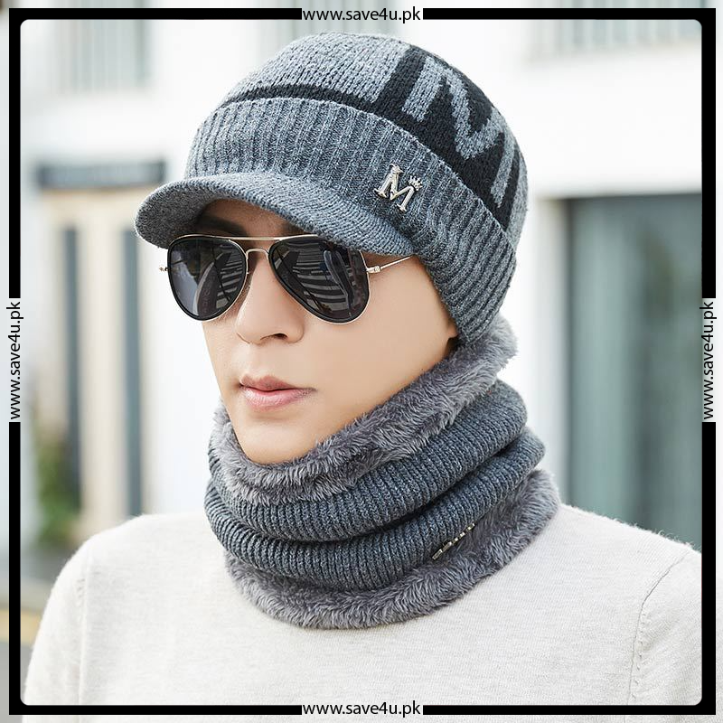 Winter Beanie Hat and Scarf Set Thick Wool Stuff