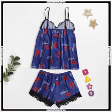 Load image into Gallery viewer, Stylish Printed Satin Silk Lingerie With Boxer Panty
