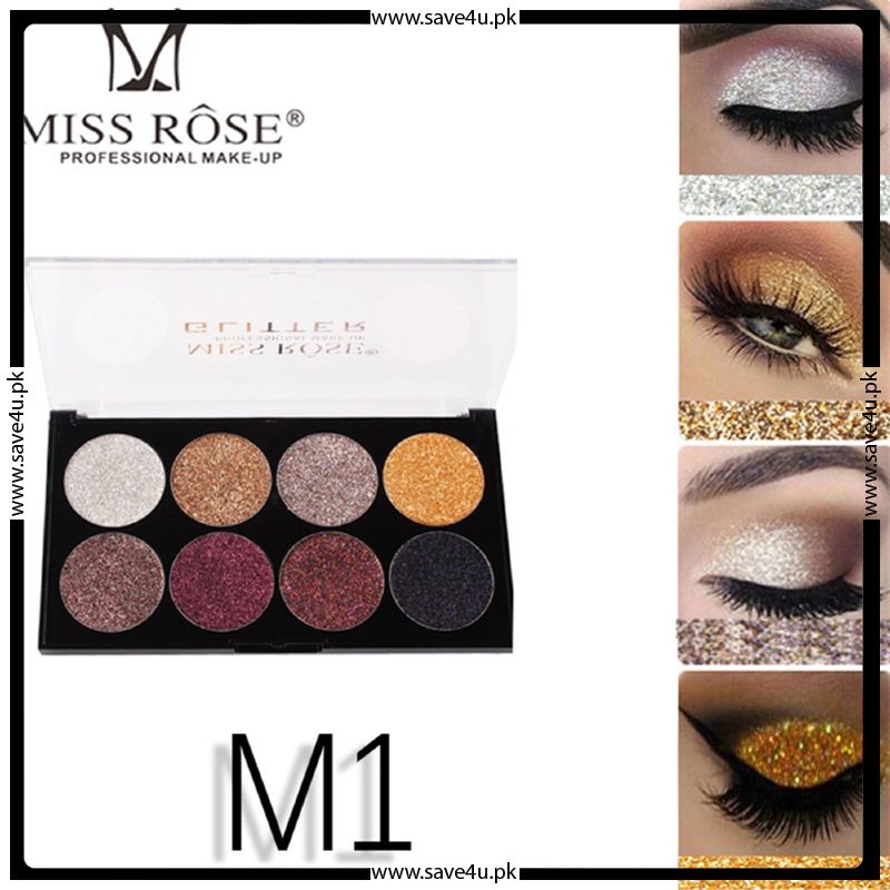 MISS ROSE 8 Colors Glitter Eyeshadow Palette