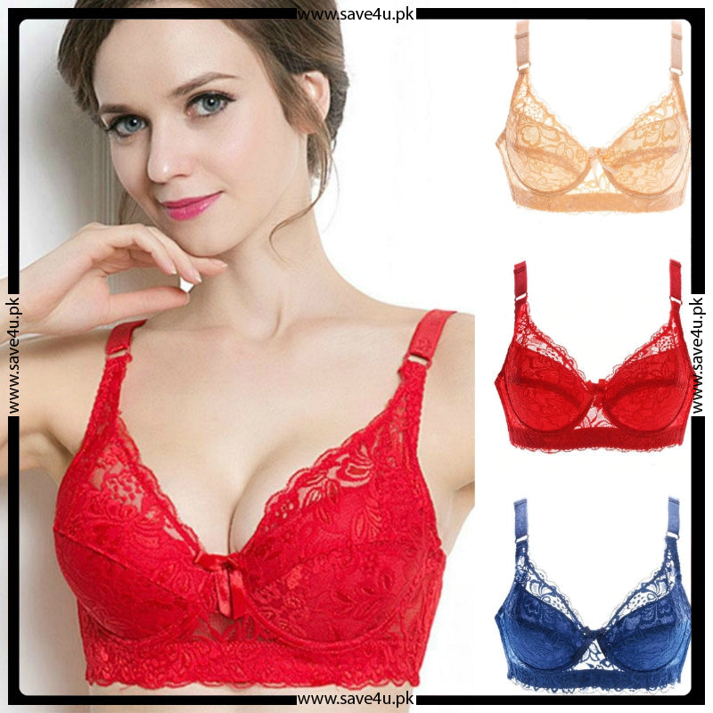 Ladies Floral Lace Design Wired Thin Padded Bra