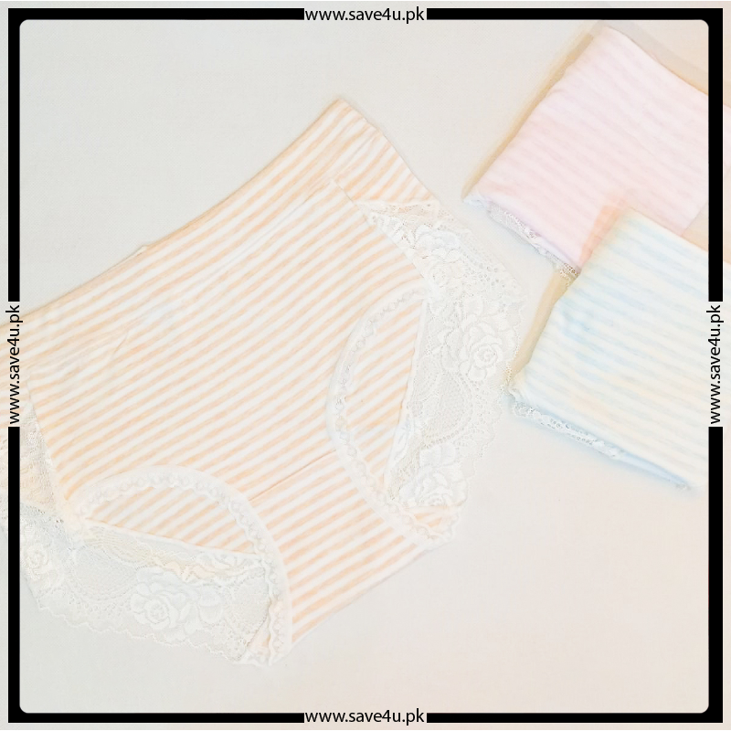 Pack of 2 Ladies Trim Lace Design Cotton Comfy Panties