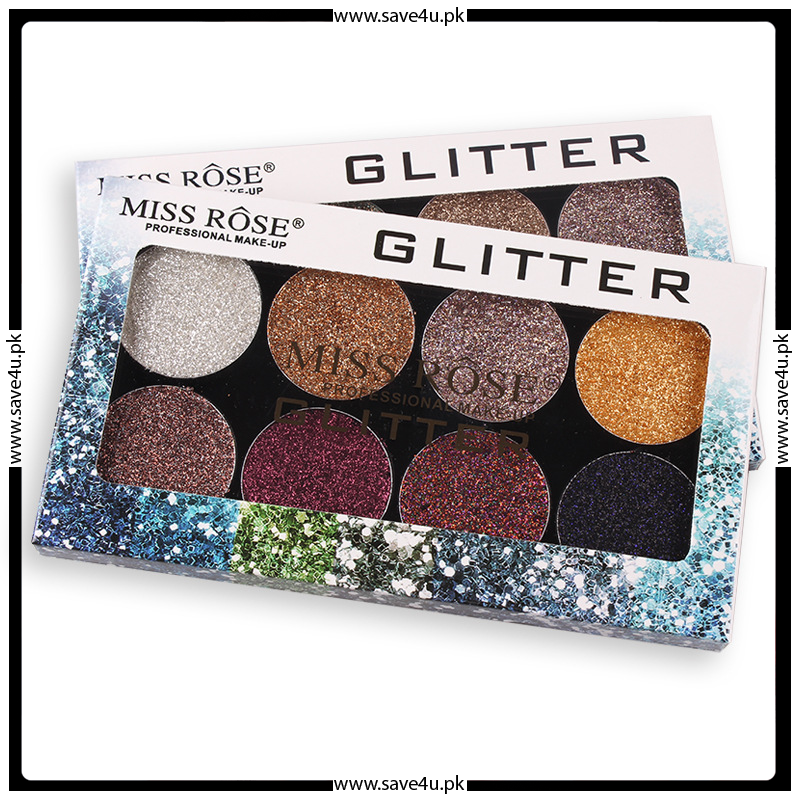MISS ROSE 8 Colors Glitter Eyeshadow Palette