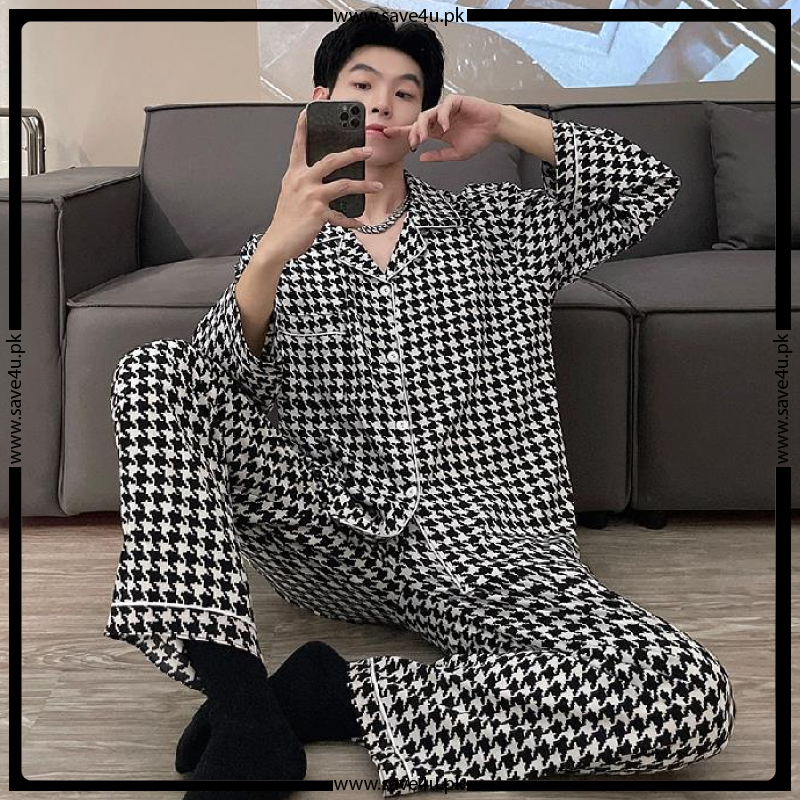 2-Pieces Printed Satin Silk Pajama Set