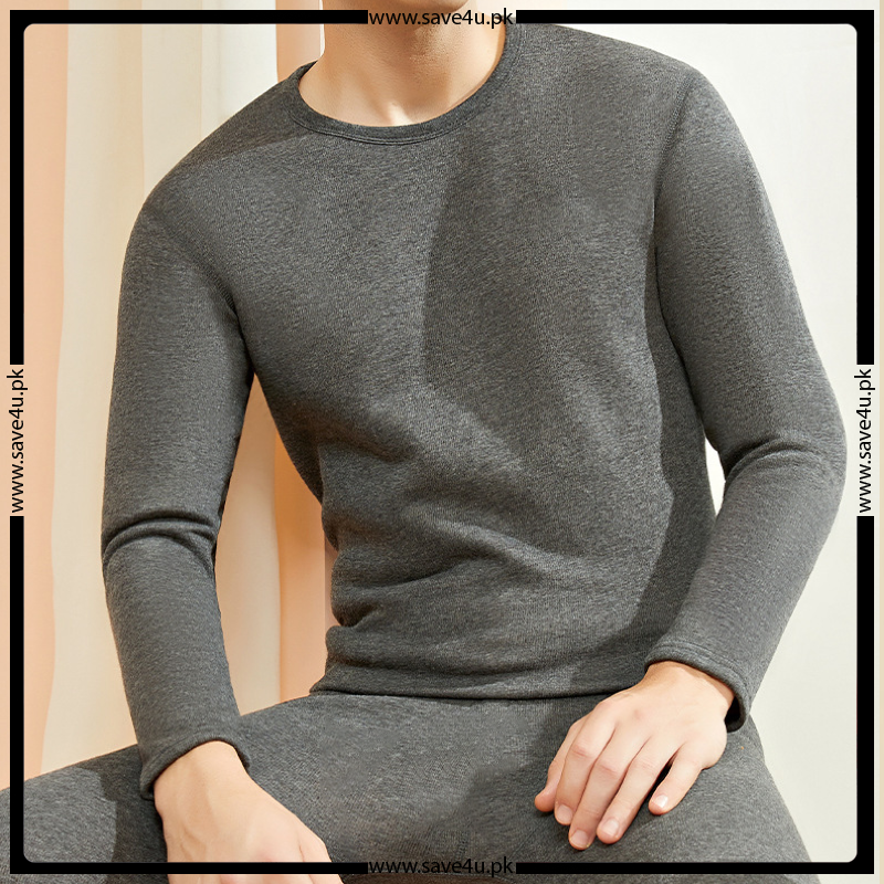 Men's Fleece Round Neck Thermal Suit - Grey