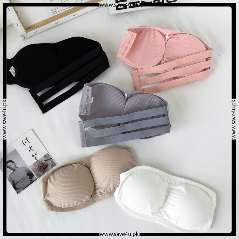 Seamless Cotton Strapless Bra with Removable Pads