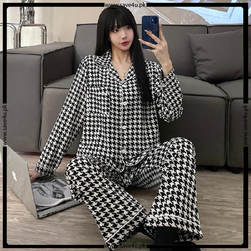 2-Pieces Printed Satin Silk Pajama Set
