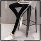 White Strips Velvet Tights For Women's