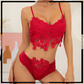 Lace Trim Fancy See Through Lingerie Set