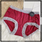Pack of 2 Ladies Mid Waist Trim Lace Design Soft Silk Panties